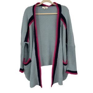 Umgee Oversized Slouchy Open Front Cardigan Sweater Blue S/M